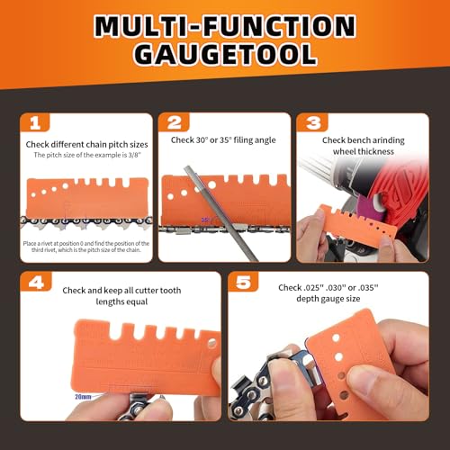 Chainsaws Sharpening Files Sharpening Set Universal Field Chainsaw Sharpener | Contains 4.0, 4.8, 5.5 mm for sharpening saw chains. Includes round file, flat file, depth gauge, file guide, handle and bag
