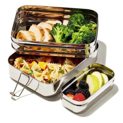 ECOlunchbox Three-in-One Giant Stainless Steel Bento Box (49 oz) – 3-Piece