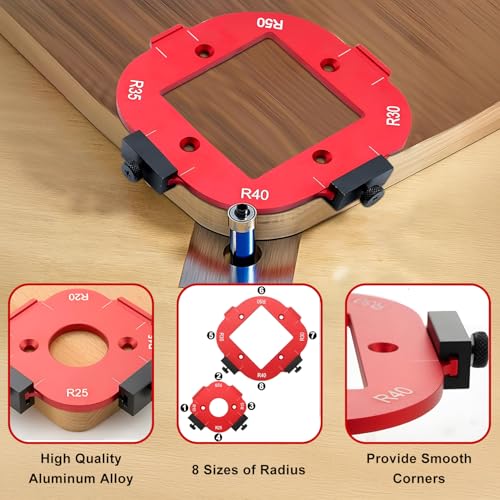 2 Pieces R10-R50 Router Template with Flush Cutter, 4 in 1 Radius Jig for Woodworking DIY