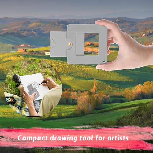Artist View Finder, View Finder with Sliding Mechanism ABS Plastic Optical View Finder Color Isolation View Catcher Gray Artist Tool for Painting Drawing Sketching Photography