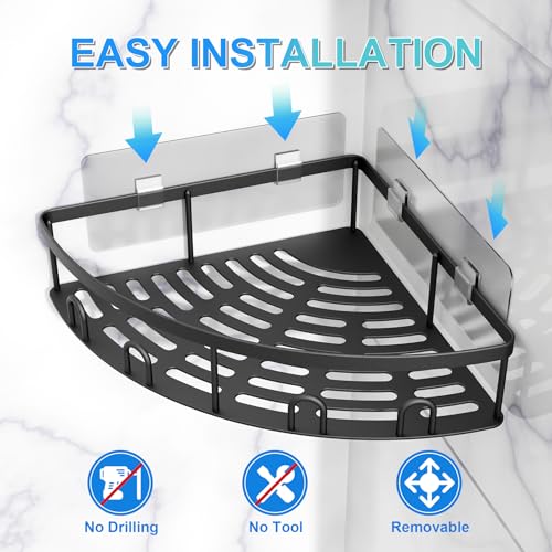 Corner Shower Caddy for Bathroom Storage,Black,2 Pack Black