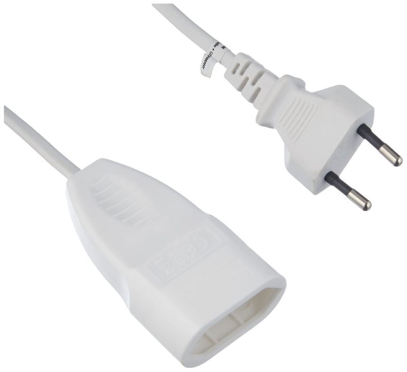 Meister Euro extension - Plastic Cable - IP20 Indoor - Ideal for Lamps and Fairy Lights / Extension Cable / Euro Plug / Euro Coupling | For indoor use (IP20) - Schuko coupling - practical power extension for home 3 m 1 piece White
