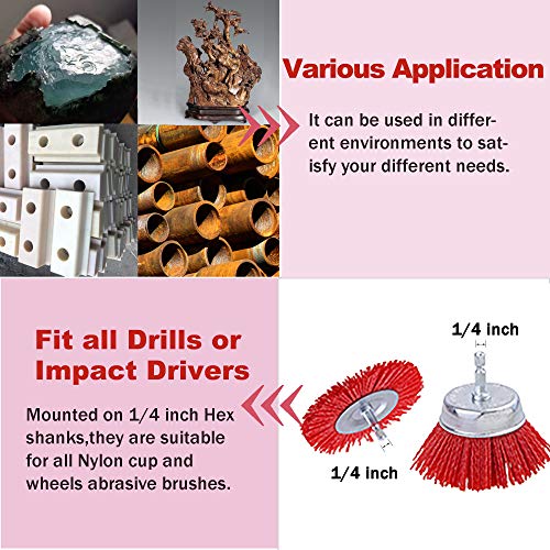 Rocaris nylon filament abrasive wire brush wheel and cup brush set, 9-piece kit