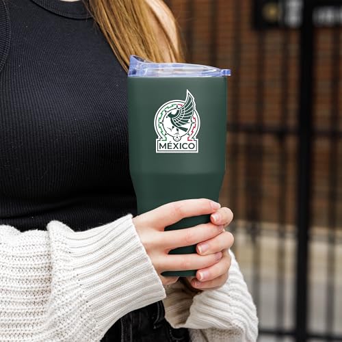 Logo Brands Mexico Men's National Soccer 30 oz Tumbler -Powder Coated-Stainless Steel– Leak-Resistant, Keeps Drinks Hot/Cold For Hours – Everyday Use