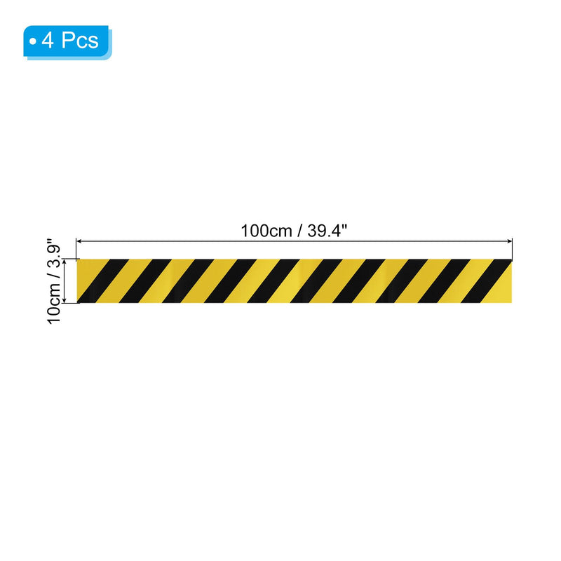 PATIKIL Stripe Caution Sticker Tape, 4 Pcs 39.4" x 3.9" PVC Self Adhesive Safety Warning Stripe Labels Decal Tape Waterproof for Stair Floor Wall, Yellow