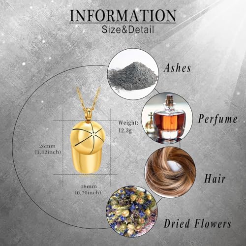 Hat Cremation Jewellry Baseball Cap Urn Necklace for Ashes for Human Ashes Memorial Urn Necklaces Keepsake Holder Gold