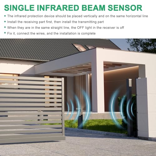 sourcing map Garage Door Sensor, Wireless Lens Rotatable Infrared Gate Beam Sensor Photoelectric Anti-Theft Alarm, Photocell Detector for Window Automatic Swing Sliding Gate Opener, 2 Set 4