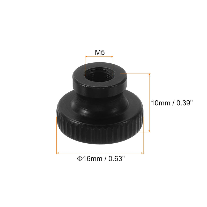 [Australia - AusPower] - uxcell Knurled Thumb Nuts, 24Pcs M5 Carbon Steel Nut High Head Through Hole for 3D Printer Part, Black 24 
