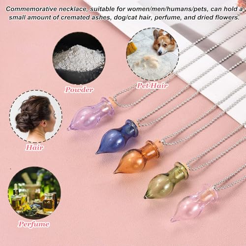 sourcing map Vial Necklace, Stainless Steel Glass Teardrop Perfume Bottle Pendant Necklace Ashes Urn Vial Pendant Openable Bottle Purple