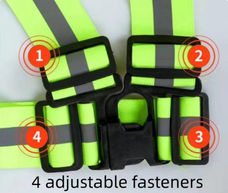 Running Reflective Vest Reflective Belt Adjustable Safety Vest Night Running Outdoor Riding High Visibility Reflective Tape for Motorcycle Jogging 4pieces Fluorescent Green