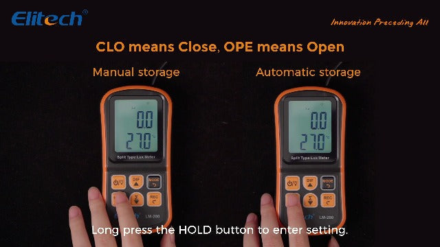 Elitech LM-200 digital light meter with LCD display, handheld lux meter and temperature measurement