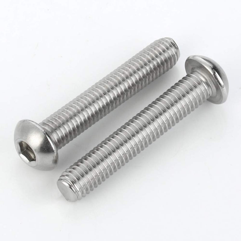 [Australia - AusPower] - 1/4-20 x 1/2" Button Head Socket Cap Screws, 18-8 Stainless Steel (304), Bright Finish, Fully Threaded, Allen Hex Drive, 50 PCS 1/4-20 x 1/2" 
