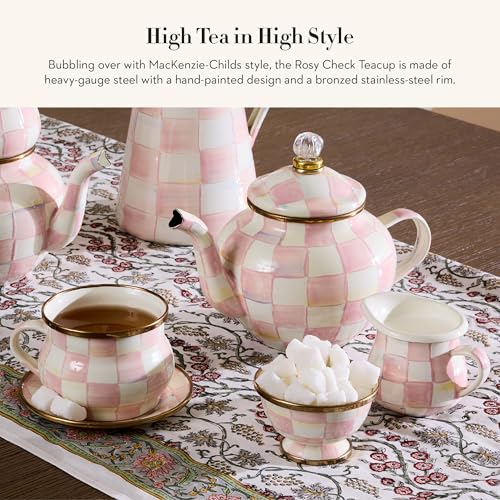MACKENZIE-CHILDS Enamel Teacup, Pink-and-White Rosy Check