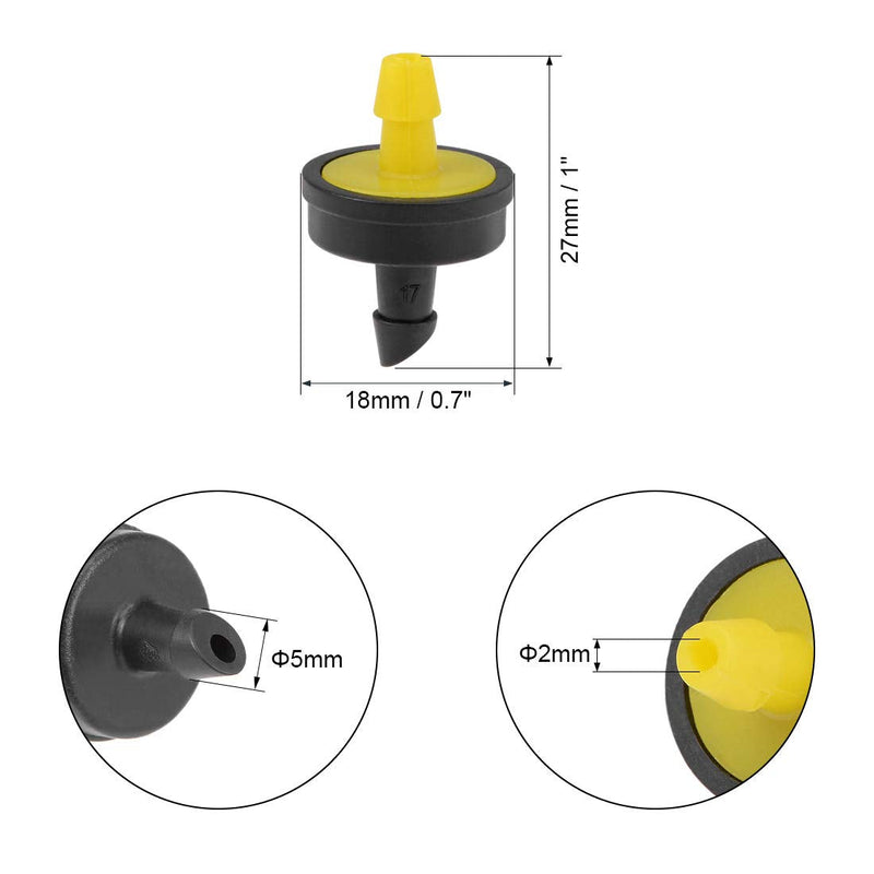 [Australia - AusPower] - uxcell Pressure Compensating Dripper 5GPH 20L/H Emitter for Garden Lawn Drip Irrigation with Barbed Hose Connector Plastic Yellow 20pcs 