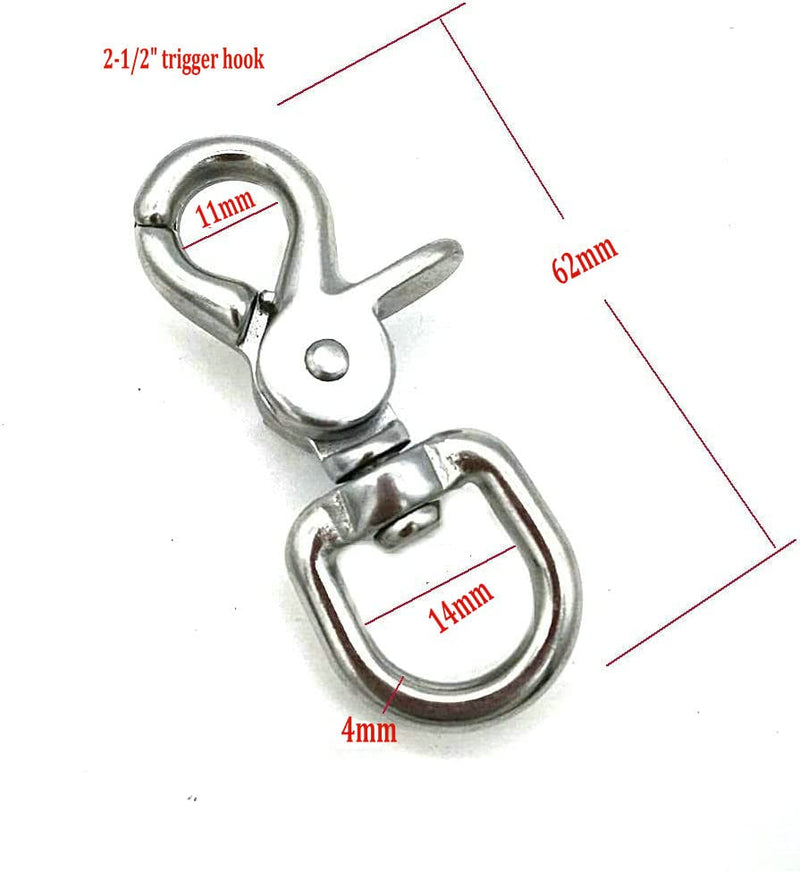 [Australia - AusPower] - 316 Stainless Steel Swivel Eye Trigger Snap Hook Great for Pet Leashes Bag Straps,2 Pack (2-1/2") 2-1/2" 
