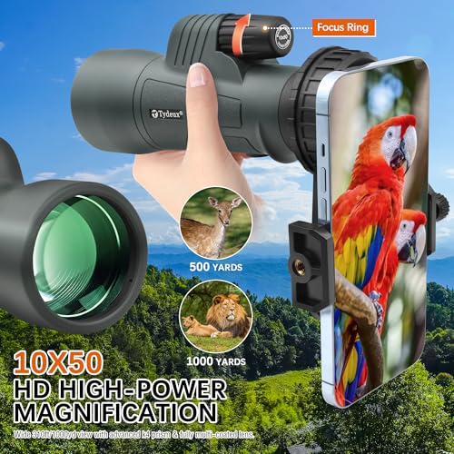Monocular Telescope HD 10x50 BAK4&FMC Waterproof Gift for Adults Men