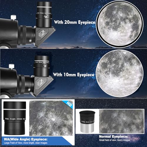 1.25" Telescope Accessory Upgrade Kit with 2 Premium Eyepieces, 2X Barlow Lens, 90° Diagonal Mirror & Phone Adapter, Astronomy Accessories for Sharper Moon Viewing, Planet Observation and Stargazing