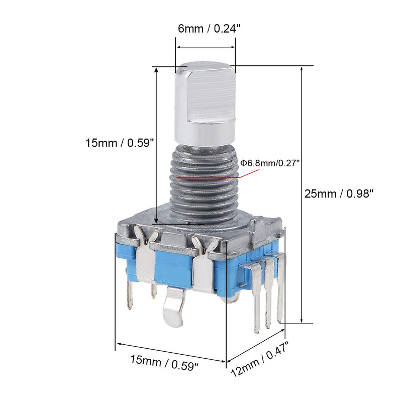 sourcing map 2 pieces 360 degree rotary encoder code switch digital EC11 7 | 15mm D-shaft