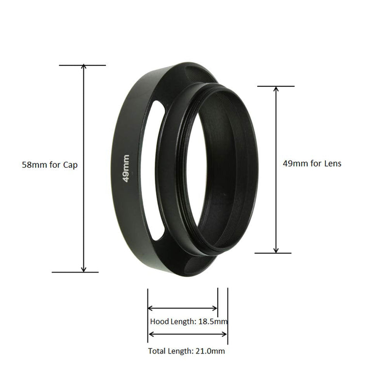 [Australia - AusPower] - SIOTI 49mm Lens Hood, Matte Treatment Inside, Aluminum Material, Compatible with All Camera Lens S/C/N/F/O/P etc.(49mm) Standard Vented 