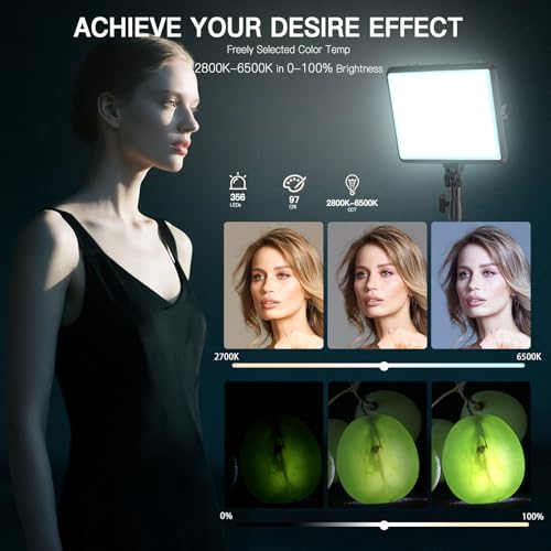 NiceVeedi Photography Lighting, 2800-6500K Dimmable Studio Lights with Tripod & Phone Holder, 73" Video Light for Video Recording/Photography/Live Streaming/YouTube/TikTok/Makeup/Video Calls 15W-1 Pack (USB-C Adapter)