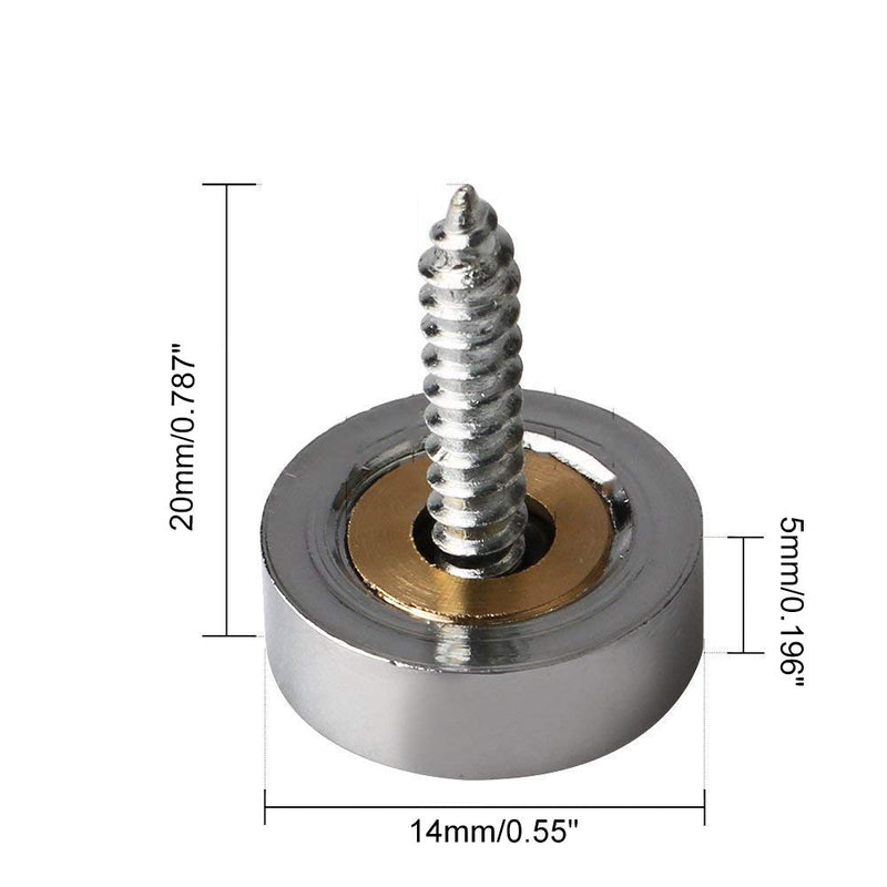 [Australia - AusPower] - 14mm/0.55" Dia Brass Mirror Screws Cap Cover Nails Decorative Sign/Advertising Hardware Fasteners Sliver -Pack of 20 14mm/0.55" Dia 