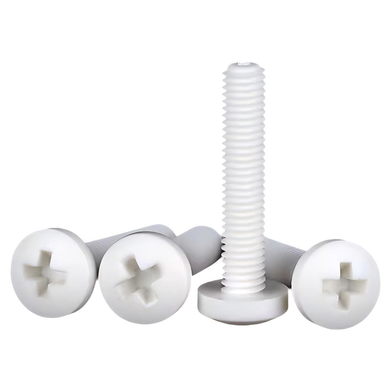 [Australia - AusPower] - Polypropylene (PP) Metric Cross Phillips Pan Head Screw Assortment Kit - M3 M4 M5 Plastic Fasteners w/Nuts, Washers, 470Pcs in Plastic Case (Non-Conductive, Lightweight) White M3-M5 