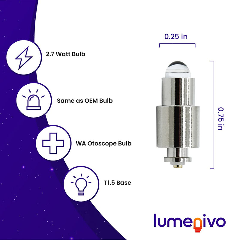 [Australia - AusPower] - lumenivo Replacement Bulb for Welch Allyn Otoscope Bulb WA-06500 2.7W 3.5V Light Bulb with T1.5 Base Compatible for 06500, 06500, 6500, 06500U, WA06500, WA-06500-U WA Macroview Otoscope - 1 Bulb 1 Pack 