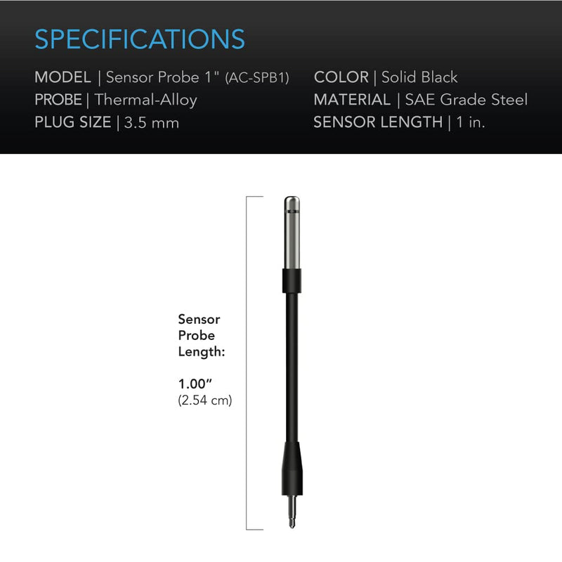 [Australia - AusPower] - AC Infinity Controller Sensor Probe, Stainless Steel 1" Waterproof Temperature Humidity Probe, Climate Detector for CLOUDLINE Airlift AIRTITAN AIRBLAZE CLOUDWAY T-Series Controllers 
