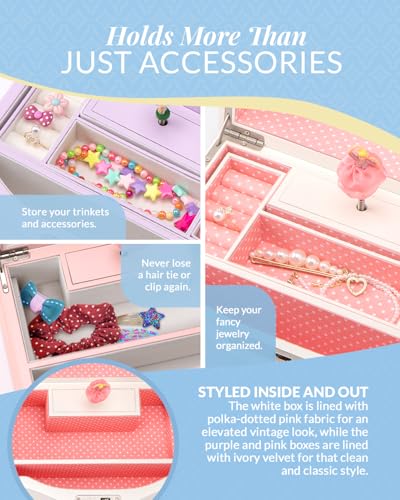 Elle Jewelry Box - Ballerina Jewelry Organizer and Swan Lake Wind-Up Music Box for Girls and Teens, Accessories and Keepsake Wooden Storage with Lock and Mirror, Charming Room Decor and Gift, Small Pink