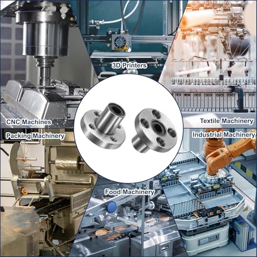 sourcing map 4 Pack LMF6UU Linear Ball Bearings, 6mm Bore Round Flange Linear Ball Bearings Flange Motion Bushing with Double Side Rubber Seal ABEC3 for CNC, 3D Printer