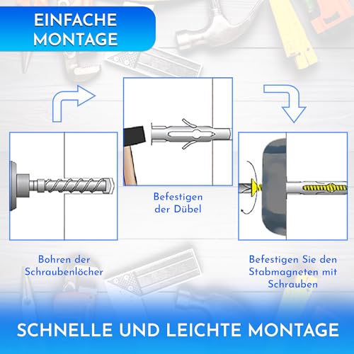 Magnetic Strip Tool 4 Pieces 33 cm x 5 cm Magnet Tool Holder | Tool Holder Magnetic Rods 33cm x 5cm x 3cm