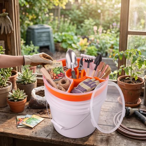 OBreezify orange full-round bucket tray and tool organizer for 5-gallon buckets, 2-pack