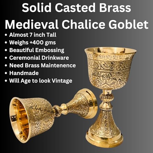ALADEAN Vintage Chalice Goblet | 1x Royal Wine Cups of King Arthur - Renaissance Medieval Goblet Gifts, Wedding Anniversary Ceremonial Drinkware Pack of 1pc (King Chalice) King Chalice