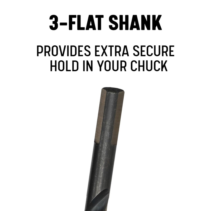Drill America 25/64" High Speed Steel Black & Gold KFD Split Point Drill Bit with 3-Flat Shank (Pack of 6), KFDML Series 25/64 inches