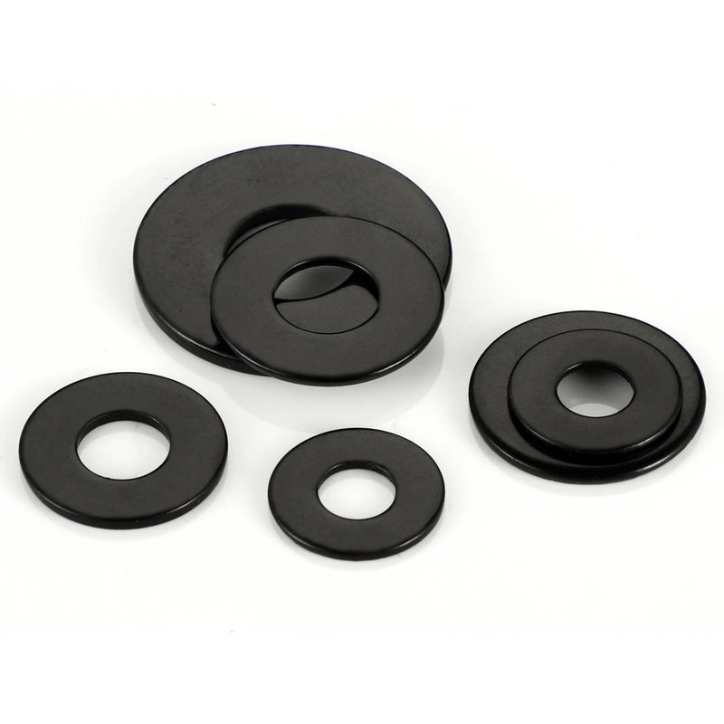 [Australia - AusPower] - 1/4" Black Flat Washer, 3/4" Outer Diameter, 304 Stainless Steel Metal Washer for Screws and Bolts (100 PCS) 1/4" x 3/4" OD 