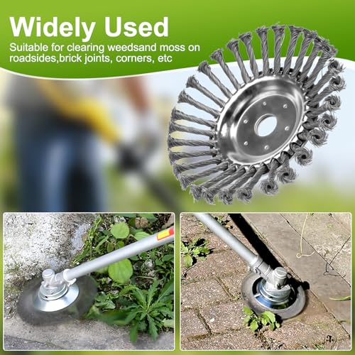 Weed Brush Cutter, Wild Herb Brush for Brush Cutter, 8 Inch Professional Weed Brush for Grass Trimmer, 25 mm Bore Steel Brush for Lawn Mower Brush, Removal of Weeds and Moss (8 Inches) 8 inches