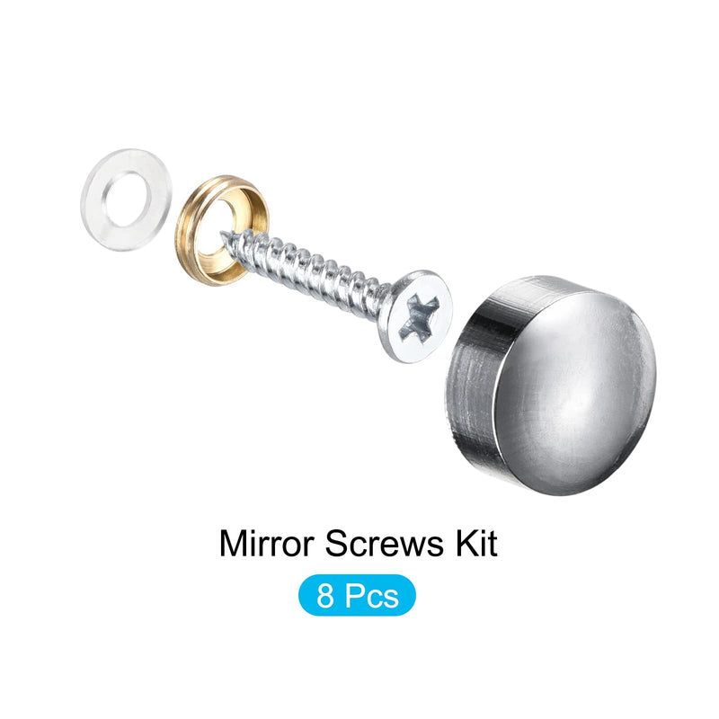 [Australia - AusPower] - Mirror Screws (12mm/0.47") 8Pcs, Brass Decorative Cover Cap Nail - for Sign Advertising Hardware, Construction, Silver Tone 12mm 