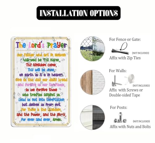 The Lord's Prayer Metal Sign Our Father Prayer Wall Decor Religious Bible Study Scripture Wall Poster for Church Classroom Girls Room Boys Bedroom - Blessed Christian Sign Gift 8x12 Inch 8x12inch P2