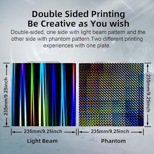 IdeaFormer H1H Build Plate 235 x 235 mm Smooth Rainbow Streak + Phantom Beam Spring Steel Plate for Creality K1/K1C/Ender 5 S1/Ender 3 S1/Ender 3 V3 etc. 235x235