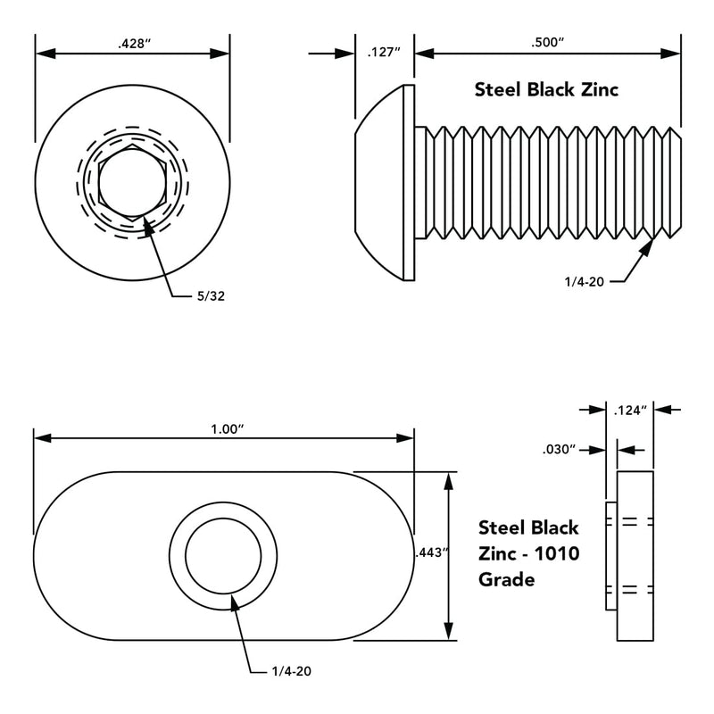 8020, 3393, 10 Series Bolt Combo, 1/4-20 x 0.5 Inch Button Head Socket Cap Screw with Slide in Economy T-Nut Steel Hardware 80/20 Nuts and Bolts Set (12 Pack) 12
