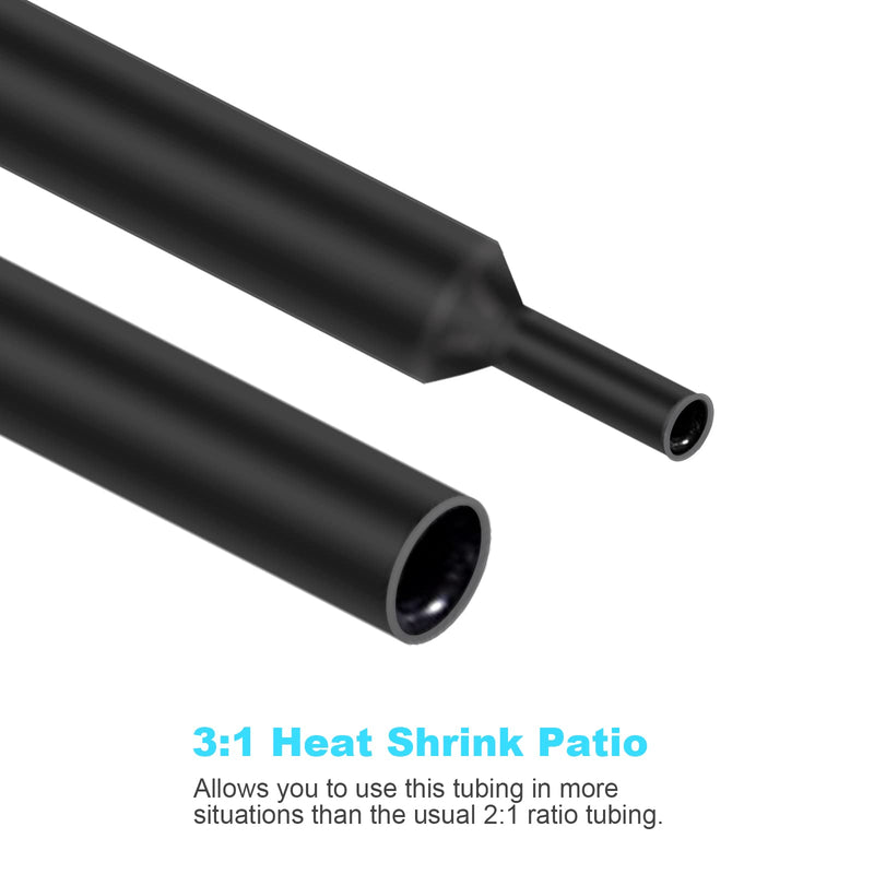 [Australia - AusPower] - 400 Pcs Wire Heat Shrink Tubing Kit With Adhesive lined, Industrial Heat-Shrink Tubing for Wires, 3:1 Marine Grade Heat Shrink Wrap, Premium Large Electrical Waterproof Heat Shrink Tape-Black by DHOOZ 