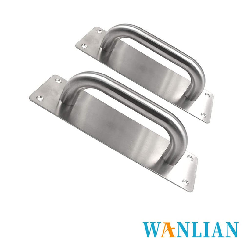 [Australia - AusPower] - WANLIAN 2Pcs Pull Push Door Plate Handle 8inch Stainless Steel Heavy Duty Barn Door Pull for Shed Commercial Fire Gate with Mounting Screws (Silver, 200x65mm/7.9x2.6inch) 