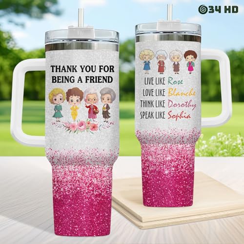 34HD Golden Squad Thank You 40 oz Tumbler with Handle, Back to School Gift Thank You For Being A Friend