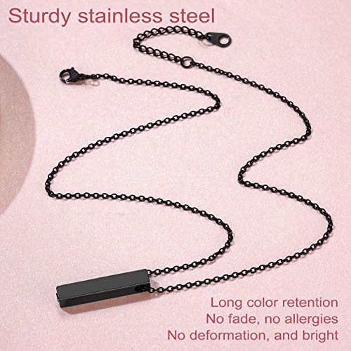 FindChic Personalized Urn Necklaces for Ashes Vertical Bar/Moon Cat/Sand Clock/Dog Claw Pendant Stainless Steel/18K Gold Plated/Black Waterproof Keepsake Cremation Jewelry with Funnel, with Gift Box 1. vertical bar (black) not customized