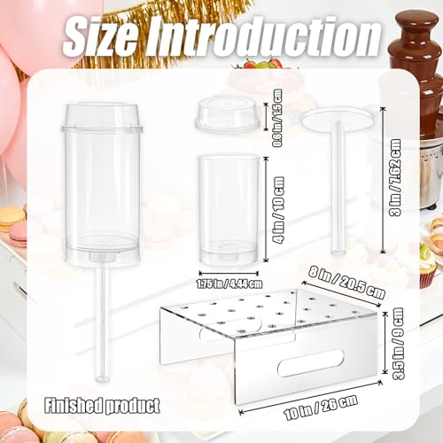 AZYM Cake Pop Stand, Clear Reusable Food-Grade Plastic Dessert Cups with Lids, Cake Pop Holder with Cutter Tool, for Parties, Weddings, Birthdays, DIY Baking Supplies transparent
