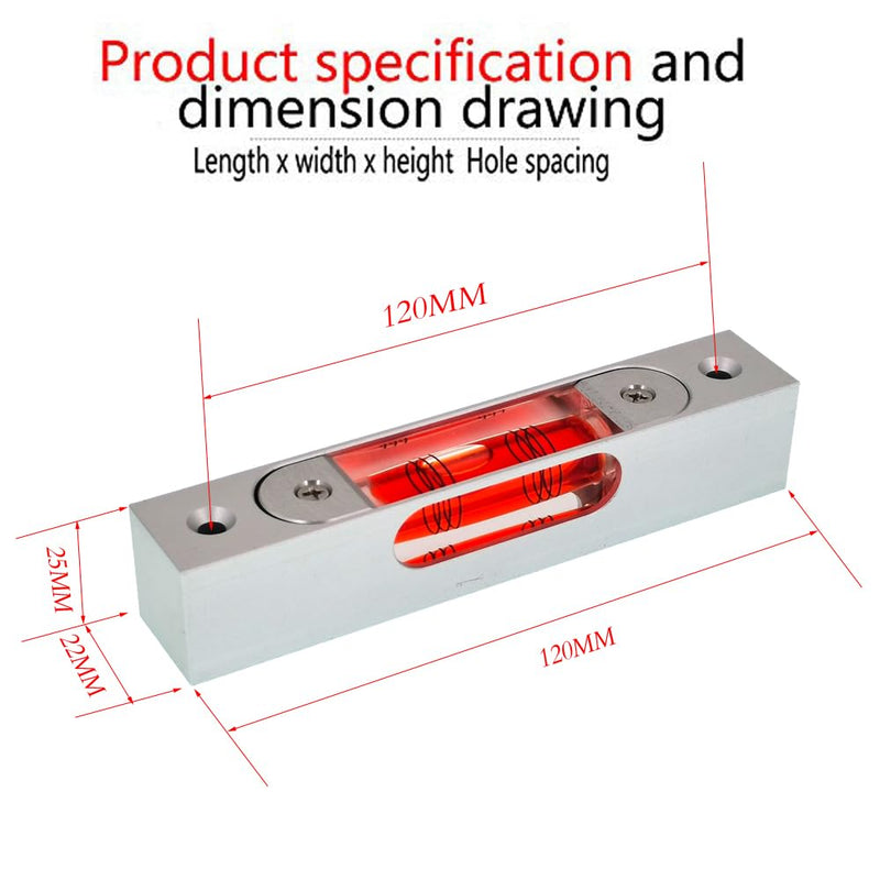 [Australia - AusPower] - UMEI Rectangular Adjustable Level Instrument with Holes, Aluminum Alloy Metal Adjustable Liquid Level Level Bubble, Luminous demagnetization, Length 120mm, Hole spacing 100mm (red) Red 