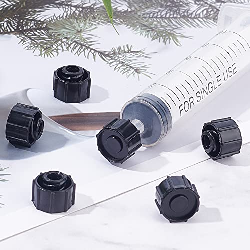 OLYCRAFT 50 Pieces Sealing Caps for Disposable Syringes Syringe Tip Caps Luer Lock Tip Syringe No Needle Tip Cap for Feed Pipes Black Syringe Cap with Transparent Container Black cylinder lace cap