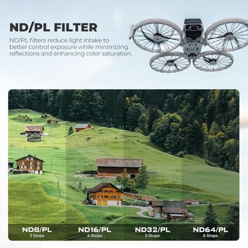 Freewell Bright Day Filter Kit for DJI Flip Drone – ND8/PL, ND16/PL, ND32/PL, ND64/PL, ND1000, UV for Light Control and Glare Reduction Bright Day Kit