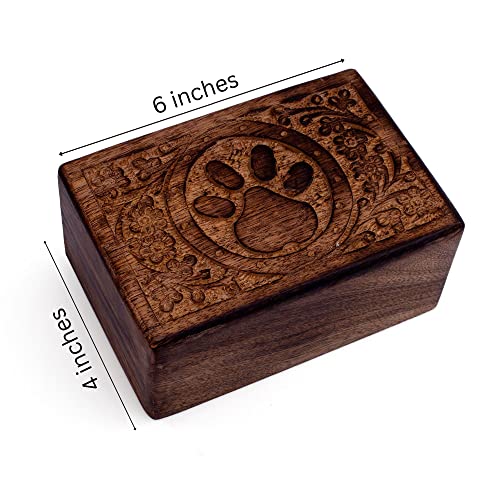 Handmade Wooden Pet Urn Box for Dog & Cat Ashes Keepsake Cremation Box