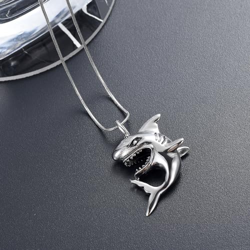 shajwo Cremation Jewelry Shark Urn Necklaces Silver